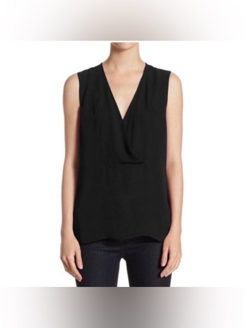 NEW Theory Crossover Shell Georgette Black Sleeveless Size Small